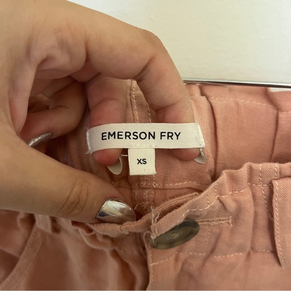 Emerson Fry Johnny Sailor Cropped Pants Venice Pink Linen Size XS - Picture 5 of 6